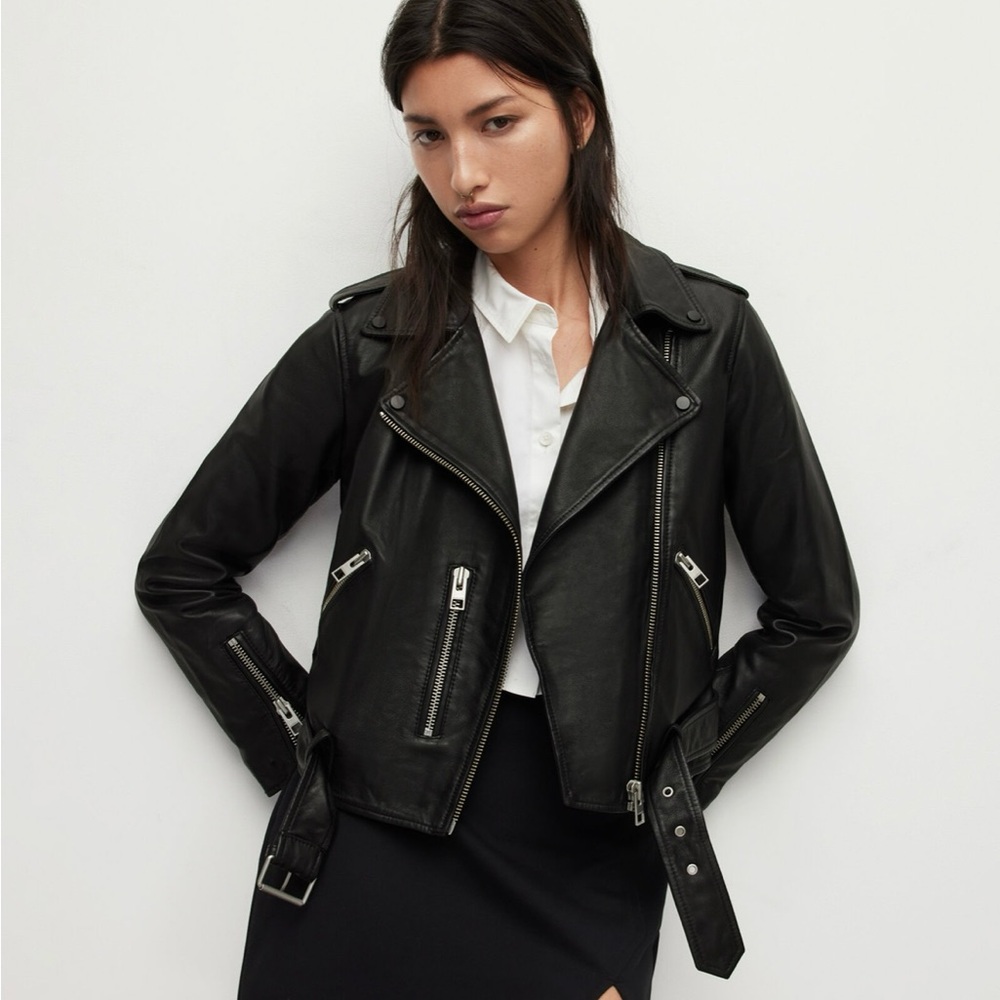 All Saints Balfern Leather Biker Jacket - US 6 - Like New Condition